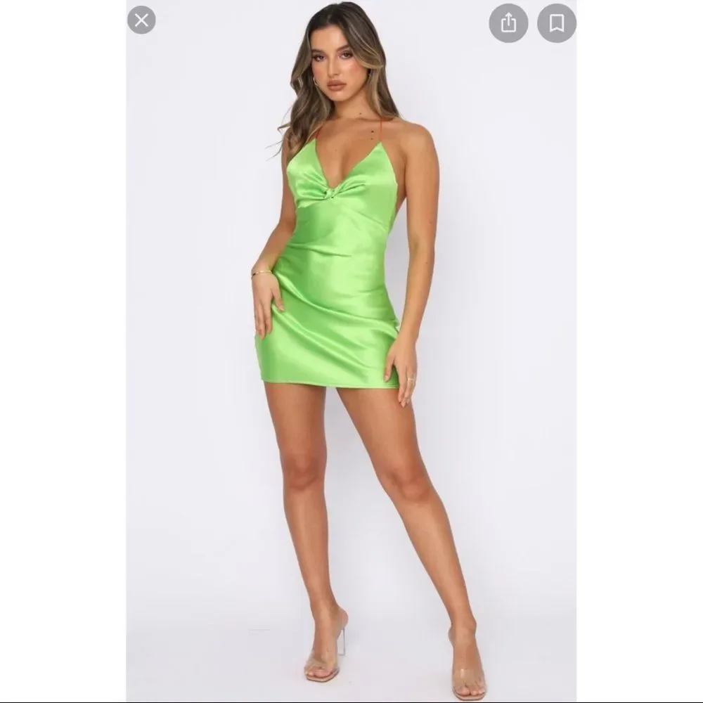 ✨NEW✨ White Fox Boutique She's Trouble Mini Dress Green - Picture 2 of 5